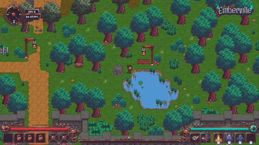 Emberville Fishing and Gathering: Ponds to Mines